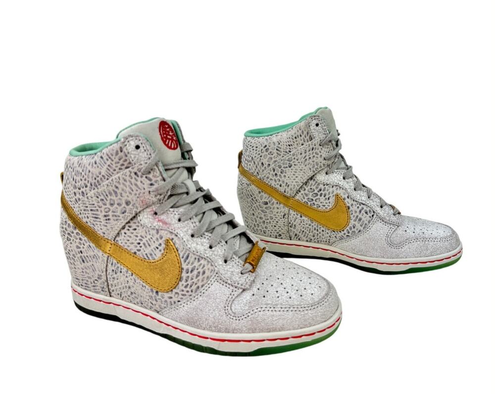 NEW Nike Dunk Sky Hi Wedge Sneakers 649464 001 Gold Year of the Horse Limited 7
